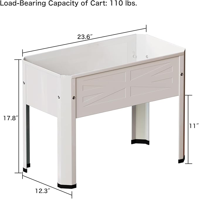 Raised Garden Bed with Detachable Legs Elevated Metal Planter Box for Growing Fresh Herbs Vegetables Flowers Succulents&Other Plants for Outdoor Backyard Patio (White)