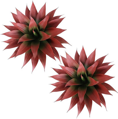 Faux Agave Plant Outdoor, 28 inch Lagre Artificial Succulents Stems, Fake Agave Plants for Home Decor (2Pack, Red)