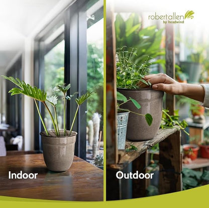 Headwind Glazed Ironstone Boutique Collection Plant Pot Indoor – Mini Venti 5 Inch – Greige Color Flower Pots for Indoor Plants - Glazed Pots for Plants by Robert Allen