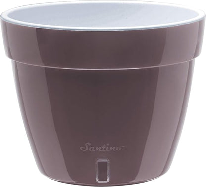 DECOPOTS - 3 Pack - Self Watering Planter - Modern Flower Pot with Water Level Indicator - 5.5" Tall - for All House Plants, Flowers, Herbs (Diameter 7.1", Shade - White)