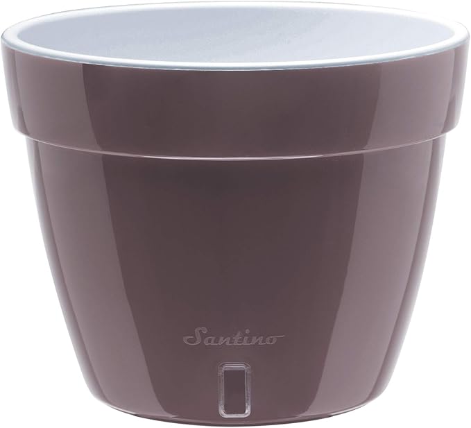 DecoPots - 3 Pack - 7.9 Inch - Self Watering Planter - Modern Flower Pot with Water Level Indicator - 6.3 inch Tall - for All House Plants, Flowers, Herbs (Diameter 7.9 inch, Shade/White)