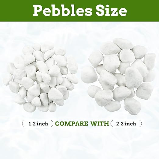 White Rocks for Plants, 2-3 Inch Large Pebbles for Indoor Plants, 5 lbs River Rocks Decorative White Stones, Ideal for Fish Tank, Vases, Crafting, Home Decor and Garden Landscaping Rocks