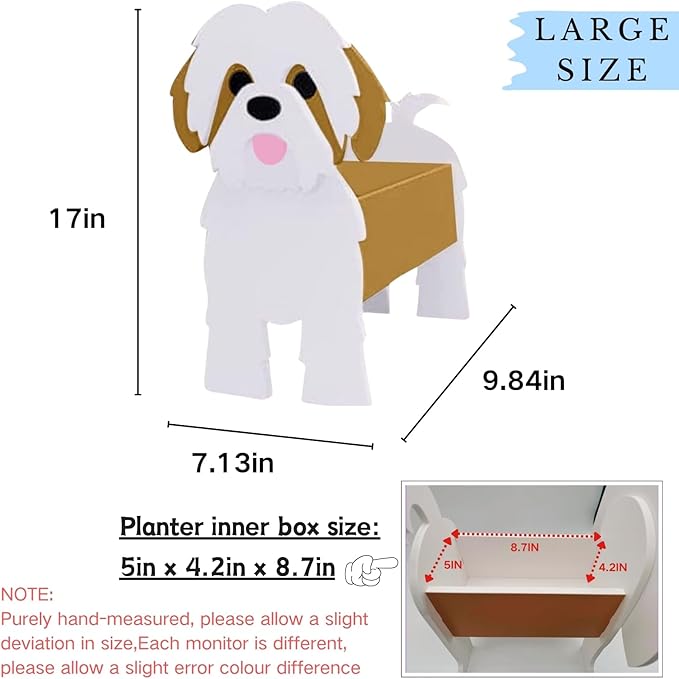 Brown Shih Tzu Dog Planter Plant Pots,Cute Large Dog Flower Planter,Gifts for Pet Lovers,Unique Animal Plant Pots,Office,Indoor Outdoor Garden Decor(9.84 * 9.06 * 17in)