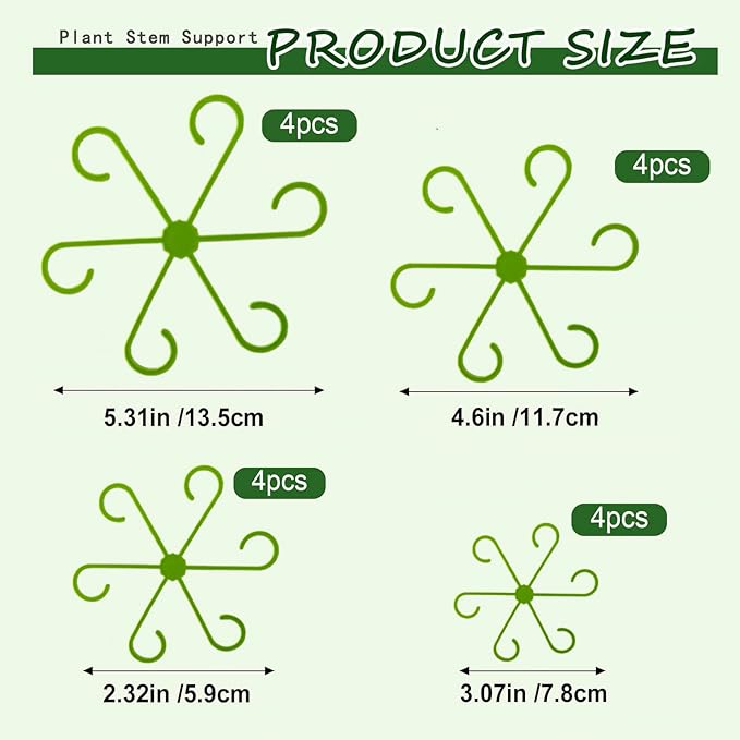 16Pcs 4 Sizes Plant Stem Support, Climbing Houseplant Stem Holders, Reusable Plant Stabilizer for Indoor Plants Accessories
