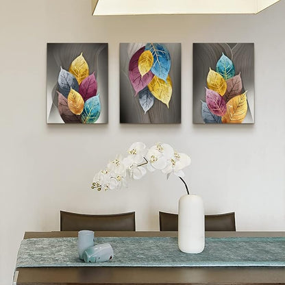 Canvas Wall Art For Living Room Family Wall Decor For Bedroom Kitchen Decor Artwork Abstract Leaves Painting Fashion Office Wall Pictures Poster Prints Bathroom Home Decorations 12" X 16" 3 Pieces
