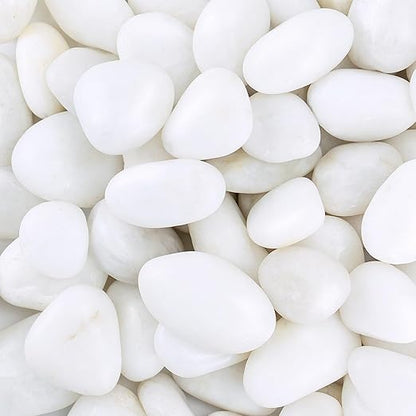 River Rocks for Landscaping, 40lbs White Pebbles for Indoor Plants, 1-2 Inch Decorative Rocks for Planters, High Polished Stones for Vase Filler Fish Tank Garden