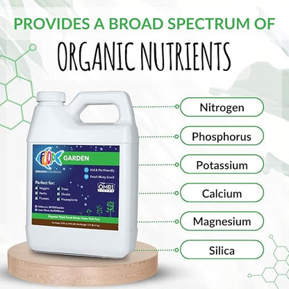 FOOP Garden - Organic Liquid Plant Food Made from Fish Manure (with Fresh Minty Scent) | Fish Fertilizer Alternative Perfect for Veggies, Herbs, Flowers,Trees,Shrubs | Kid&Pet Friendly (32oz)