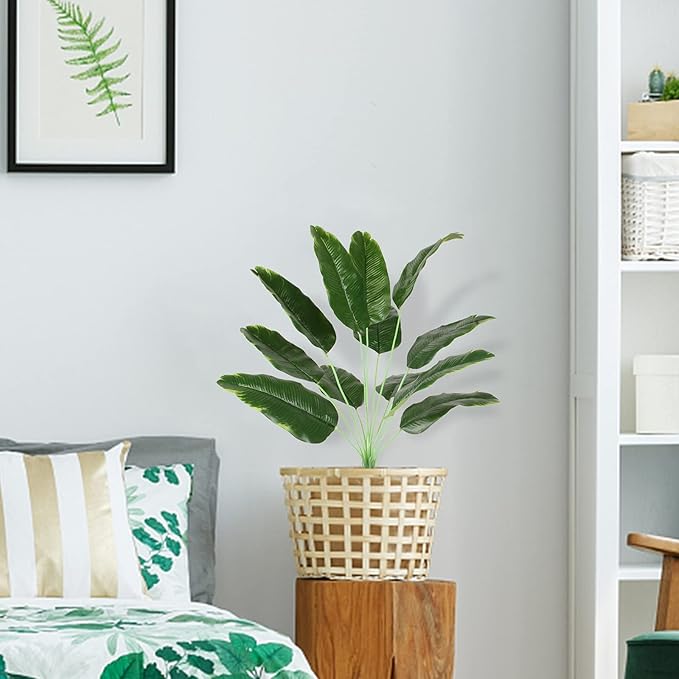 Artificial Plants Palm Fake Leaves 25inch Indoor for Home Office Decor 2Pcs