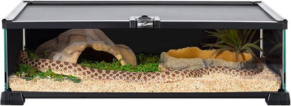 REPTIZOO Small Reptile Tank 20" x 12" x 6" Glass Reptile Terrarium with Top Feeding Habitat for Snake Spider