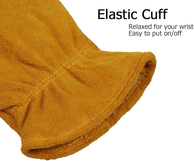 OZERO Work Gloves Winter Insulated Snow Cold Proof Leather Glove Thick Thermal Imitation Lambswool - Extra Grip Flexible Warm for Working in Cold Weather for Men and Women (Gold,Large)