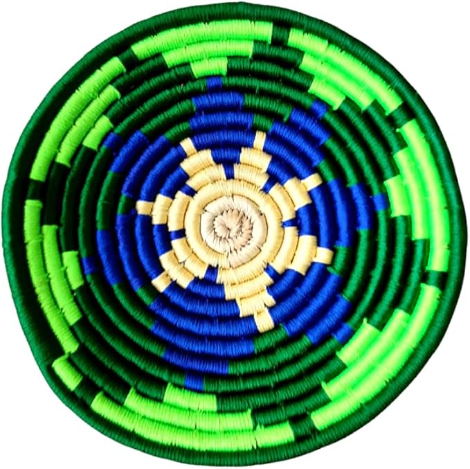 Bhumee Creations Rattan Trendy & Timeless: Sabai Grass Wall Basket - Handwoven Wall Art (Blue Green, Set of 3)