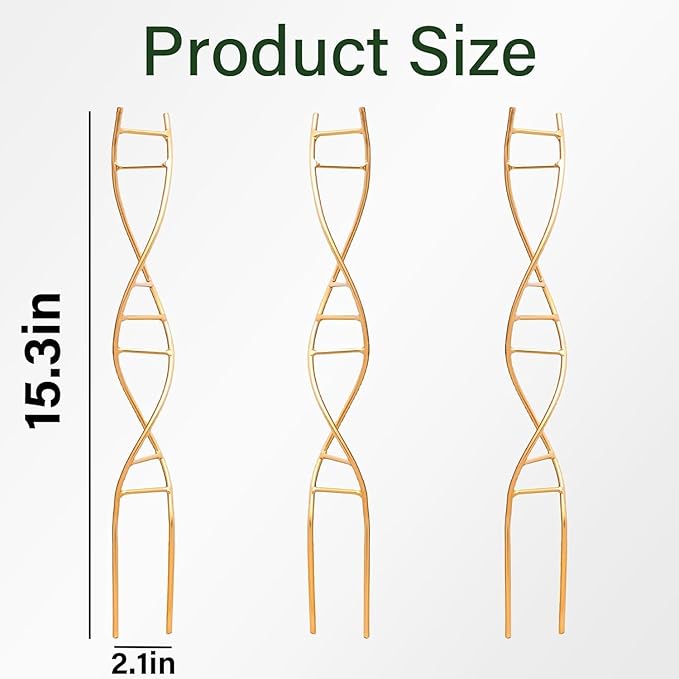 Plant Stakes for Indoor Plants,3 Pcs DNA Helix Metal Plant Trellis,Easy Installation and Durable Climbing Plant Holder,Potted Plant Holder Stakes for Garden,Yard,Balcony,Indoor & Outdoor Use