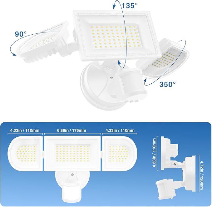 150W Motion Sensor Lights Outdoor for Outside, 15000LM LED Flood Lights Outdoor Wired Dusk to Dawn, Exterior Security Floodlight Fixture Waterproof IP65, Outdoor Lighting for House, Garage