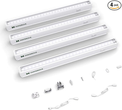 Grow Lights for Indoor Plants 1FT, Sun-Like Full Spectrum 5000K Grow Light, 28W(4 x 7W), T5 LED Grow Light Strips for Indoor Plants and Flowers, High PPFD, Linkable, White, 4-Pack