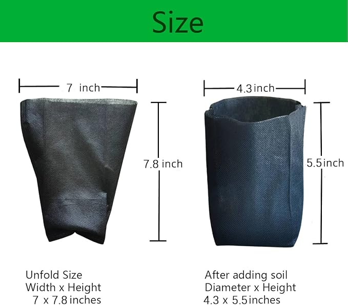 gardtree Plant Nursery Bags 7” x 7.87” 400PCS, Non-Woven Biodegradable Plant Grow Bags Fabric Seedling Starter for Vegetable Flower Fruit Saplings Tree, Home Garden Supply