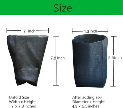 gardtree Plant Nursery Bags 7” x 7.87” 150PCS, Non-Woven Biodegradable Plant Grow Bags Fabric Seedling Starter for Vegetable Flower Fruit Saplings Tree, Home Garden Supply