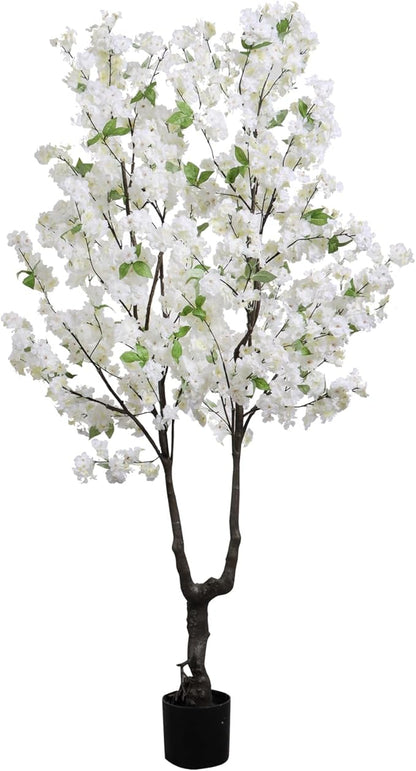Faux Cherry Blossom Tree Artificial White Flowering Trees Fake Cherry Blossom Decorative Tree 6FT Indoor for Christmas New Year Home Decor
