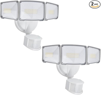 Philips 72W 7400LM LED Security Lights w/PIR Motion Sensor Outdoor, 5000K Daylight Dusk to Dawn Aluminum Flood Light, 3 Adjustable Heads, Waterproof for Garage, Yard, Porch