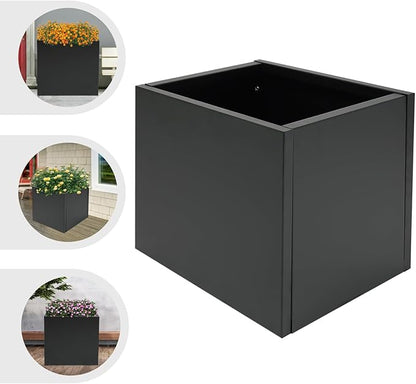 DYNAMI Square Planter Box Black Steel Planter,32x32x32in Metal Planter Box Large Cube Plant Pot for Outdoor Plants,Modern Heavy Duty Flower Pot for Patio, Deck, Yard, Garden
