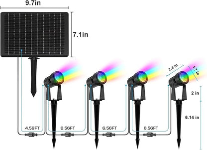 Zyan Solar Color Changing Outdoor Spotlights with Remote, IP65 Waterproof RGB Landscape Lighting for Garden Yard Path 12 Pack (3x4Pack)