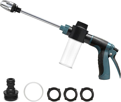 High Pressure Soap Sprayer for Garden Hose, Foam Gun Car Wash Sprayer with 3.5oz/100cc Plastic Soap Dispenser Bottle, Adjustable Nozzle for Gardening, Solar Panel Cleaning, Pet Showering (Blue)