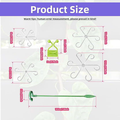 12 Pcs Transparent Plant Stem Support, Reusable Invisible Plastic Stem Support Holders, with 30 Pcs Plant Climbing Wall Clips and 4 Pcs 7 Inch Support Stakes for Monstera Vertical Growth
