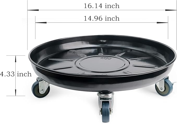 Plant Caddy with Wheels 16 Inch 2 Pack, Heavy Duty Metal Plant Stand & Dolly with Lockable Casters, Holds 230 lbs for Indoor Outdoor Large Flower Pots, Black