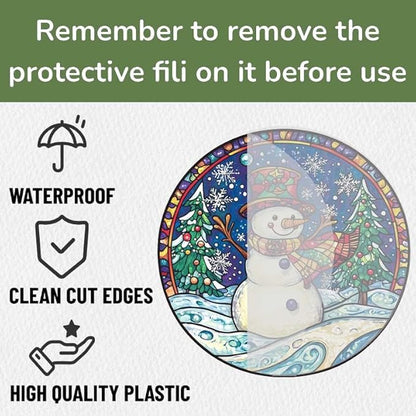 Acrylic Window Hanging Funny Snowman Stained Panel Window Decoration for Outdoor Indoor Garden Yard Home Winter Decor 12 Inch