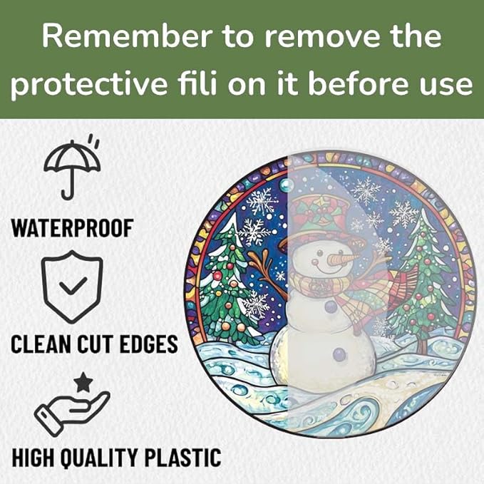 Acrylic Window Hanging Funny Snowman Stained Panel Window Decoration for Outdoor Indoor Garden Yard Home Winter Decor 8 Inch