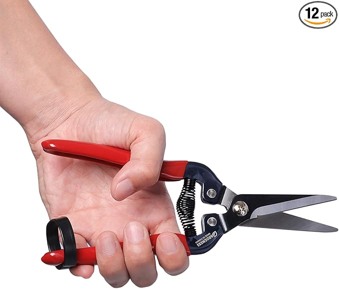 Gardeness 12 PCS Straight SK5 Steel Pruning Shear Garden Scissor Flower Leaf Trimmer Floral Fruits Picking Ultra Sharp Gardening Snips Bonsai Cutter Durable Effort-saving Clippers, Hand Pruners