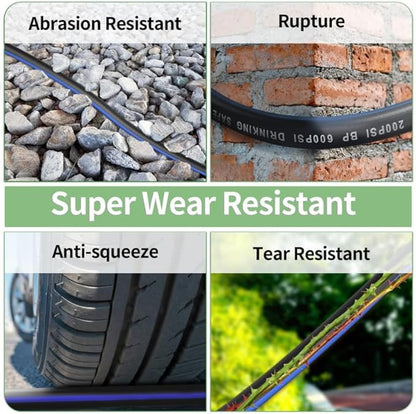 25 FT Garden Hose, Flexible No Kink Heavy Duty Garden Water Hose Flex Copper Bullet Collapsible Washer Rubber Hose 5/8 Soft Lightweight Outdoor Waterhose Manguera Para Jardin