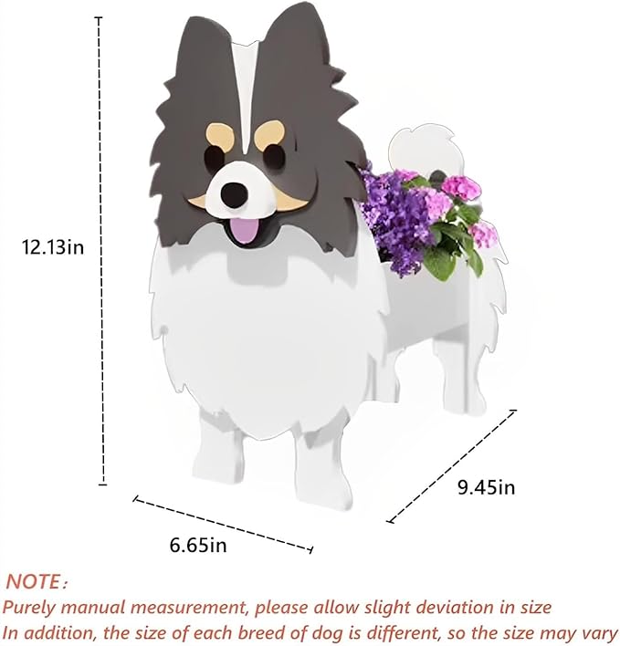 Grey and White Pomeranian Dog Planter Plant Pots,Cute Dog Flower Planter,Gifts for Pet Lovers,Unique Animal Plant Pots,Office,Indoor Outdoor Garden Decor(9.45 * 6.65 * 12.13in)