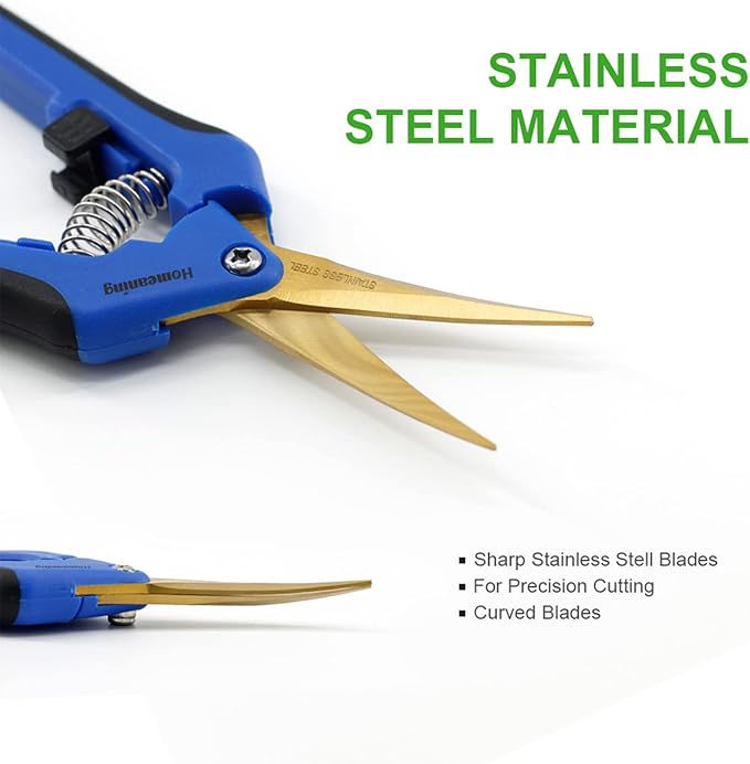 12 Packs Garden Pruning Shears with Curved Blades Trimming Scissors, Gardening Hand Pruning Snips Titanium Coated Precision Bonsai Pruning Shears, Convenient Flower Cutters(Blue)