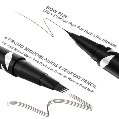 LAVONE Eyebrow Pen,2-IN-1 Dual-ended Waterproof Eyebrow Pencil,with 4 Tip Microblading Eyebrow Pen and Ultra-Precise Brow Pencil,Dual-ended Eyebrow Brush,Eyebrows Makeup for Natural Looking-Brunette