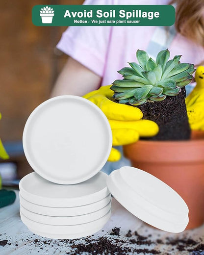 vensovo 4 Inch White Terracotta Plant Saucer Pots Tray - 6 Pcs Round Planter Saucers for Indoor & Outdoor Plants, Small Clay Trays Perfect for 3 Inch 3.5 Inch 4 Inch Flower Pot