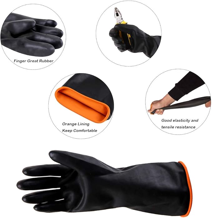 SourceTon Heavy Duty Waterproof Apron with Latex Gloves | 47" Long Chemical & Oil Resistant PU Apron & 14" Gloves for Dishwashing, Lab Work, Butchering, Cleaning, Gardening