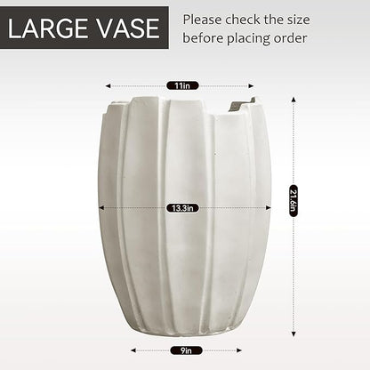 Large Planter 22 Inch Tall Plant Pot with Drainage Hole, Modern Indoor Outdoor Flower Pot for Home Decor Balcony Garden, Wavy Rim Design