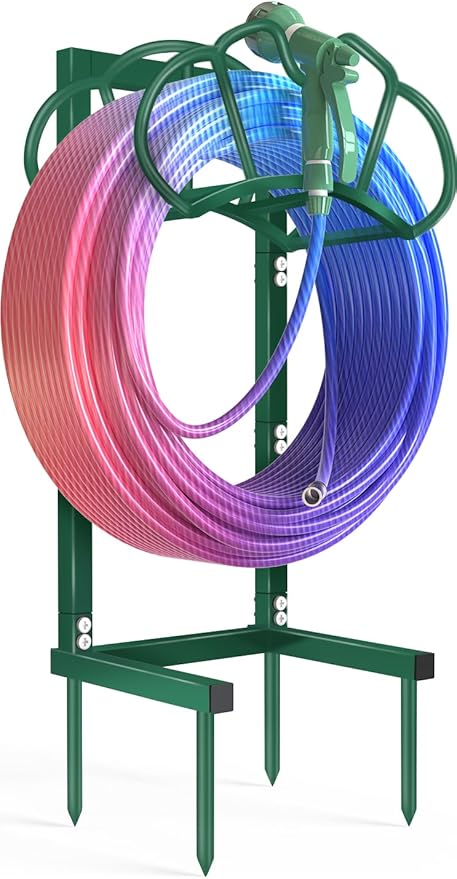 New Garden Hose Holder, Super Stable Water Hose Holders Stand Holds 160-Feet Hose, Detachable Freestanding Hose Storage Hanger Rack for Outside Yard Lawn Farm, Green