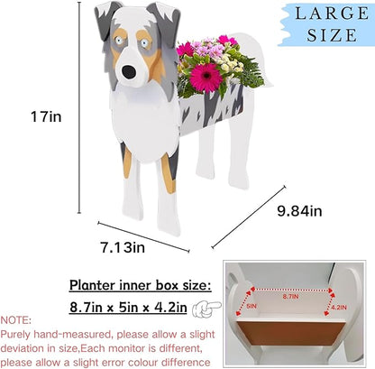 Australian Shepherd Dog Planter Plant Pots,Cute Large Dog Flower Planter,Gifts for Pet Lovers,Unique Animal Plant Pots,Office,Indoor Outdoor Garden Decor(9.84 * 7.13 * 17in)