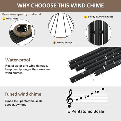 ASTARIN Wind Chimes for Outside Deep Tone,36 Inch Windchime Outdoors，Chimes for Outdoors,Sympathy Wind Chimes Memorial for Mom Dad，All Metal Wind Chime