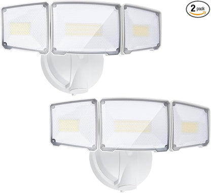 Philips 72W 7400LM LED Flood Lights Outdoor, Switch Controlled Aluminum Security Lights, 3 Adjustable Heads, Wall Mount, 5000K Daylight, Waterproof for Yard, Garage (2 Packs)