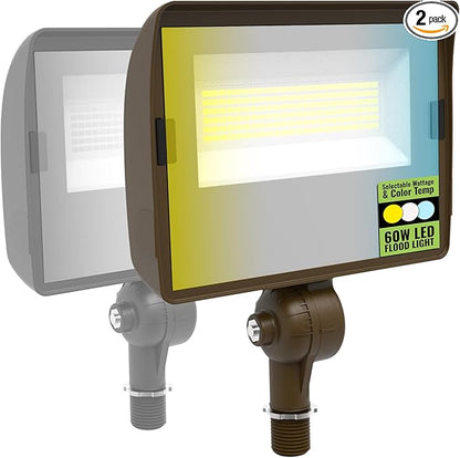 Select LED Flood Light with Photocell, 40/50/60W Wattage Selectable, 8000 Lumen, 3000K/4000K/5000K CCT, IP65 Waterproof, UL Certified Outdoor Security Light for Yard, Driveway (Knuckle Mount)