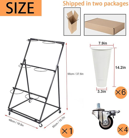 Flower Display Stand, Mobile Plant Cart shelve with Wheels, with Plastic Buckets, Easy to Install, Stepped Plant Stand, Suitable for Indoor and Outdoor Balcony Courtyard Garden Art Exhibitions ( Color