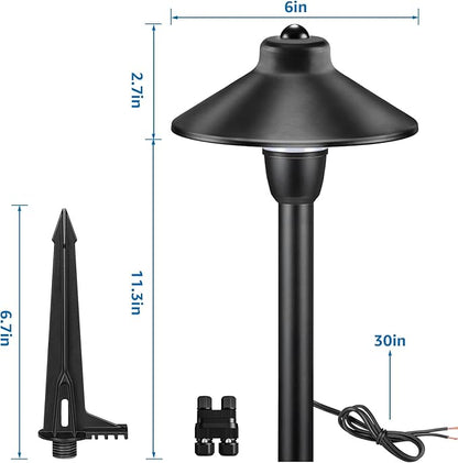 SUNVIE Low Voltage Pathway Lights LED Landscape Lighting 3000K Waterproof Landscape Path Lights 3W Landscape Lighting for Walkway Yard ETL Listed Cord, 12 Pack