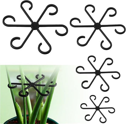 4Pcs Plant Stem Supports, Reusable Plastic Plant Accessories Indoor, Monstera Plant Support for Climbing Houseplants, Stakes Trellis Stem Hook Growth Tools for Neat Garden Arrangement(Black)