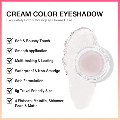 Cream Glitter Pearl Shimmer Metallic Eyeshadow Palette Makeup, Natural Single Mini Instant Holographic Eyeshadow For Older Women, Sombras Crema Para Ojos, Talc, Paraben & Cruelty Free, 18