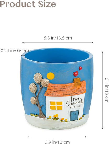 New Home Gift Ideas: Home Sweet Home Plant Gift for Plant Lover - 5.3in Hand-Painted 3D Art Planter - Gardening House Warming Gift for New Apartment Christmas