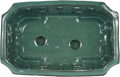 W&W Orchid Pot with Holes and Saucer for Repotting, Green, 9.7 Inches