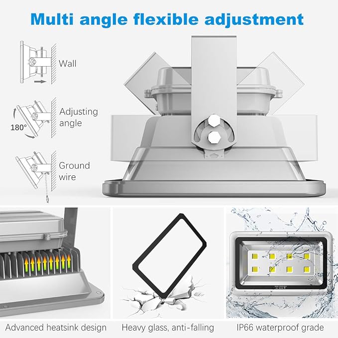 400W LED Flood Light Outdoor,2400W Equivalent 40000LM 6000K Daylight White Super Bright FloodLight with Plug,85-285V IP66 Waterproof Commercial Lighting for Fields,Counts,Arena,Stadium