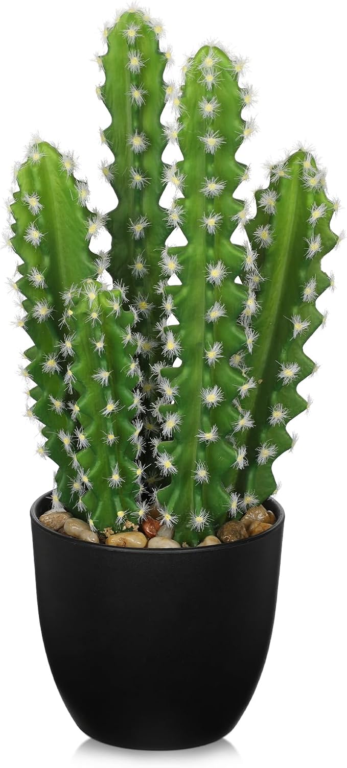 Artificial Cactus Plants 10.8" Small Faux Cactus Plants Indoor Fake Desert Cacti Succulents Plants Artificial Plant Indoor with Pot Cactus Decorations for Home Decor Office Desk Tabletop Shelf